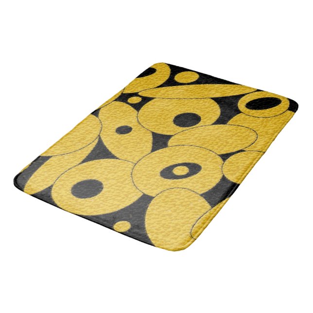 Black and Gold Bubble Orbs bath mat (Angled)
