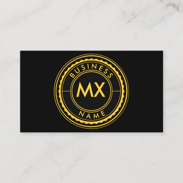 Black and Gold Business Card - Double Initials (Front)