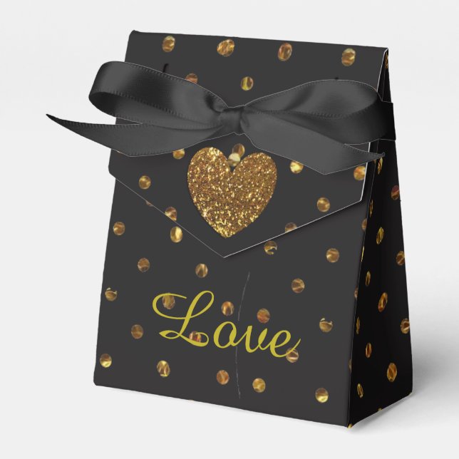 Black and Gold Candy Party Favour Box (Front Side)