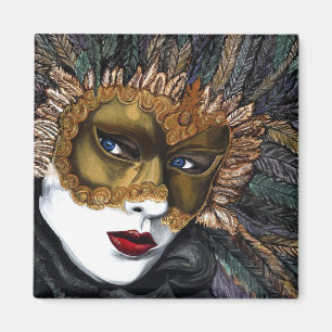 Black and Gold Carnival Mask  by PSOVART Magnet