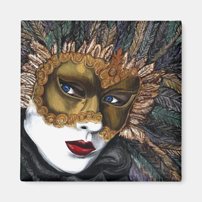 Black and Gold Carnival Mask  by PSOVART Magnet (Front)