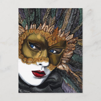 Black and Gold Carnival Mask by PSOVART Postcard