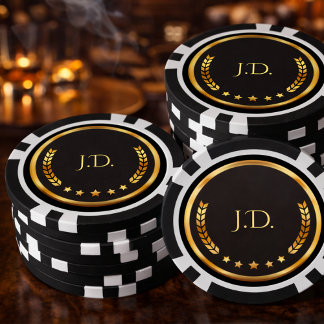 Black and Gold Casino Themed Poker Party Chips