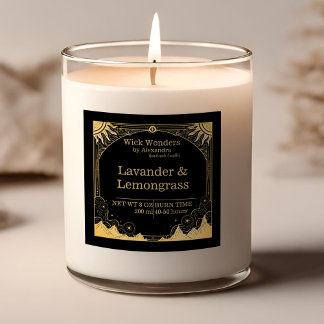 Black and Gold Celestial Candle Square Sticker
