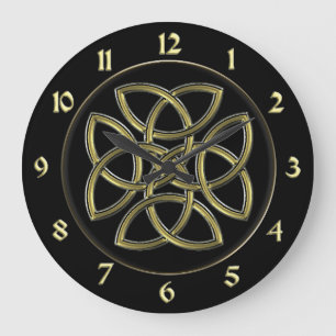 Black and Gold Celtic Dara Shield Knot Clock