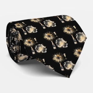 Black and Gold Champagne Bottles & Flutes Neck Tie