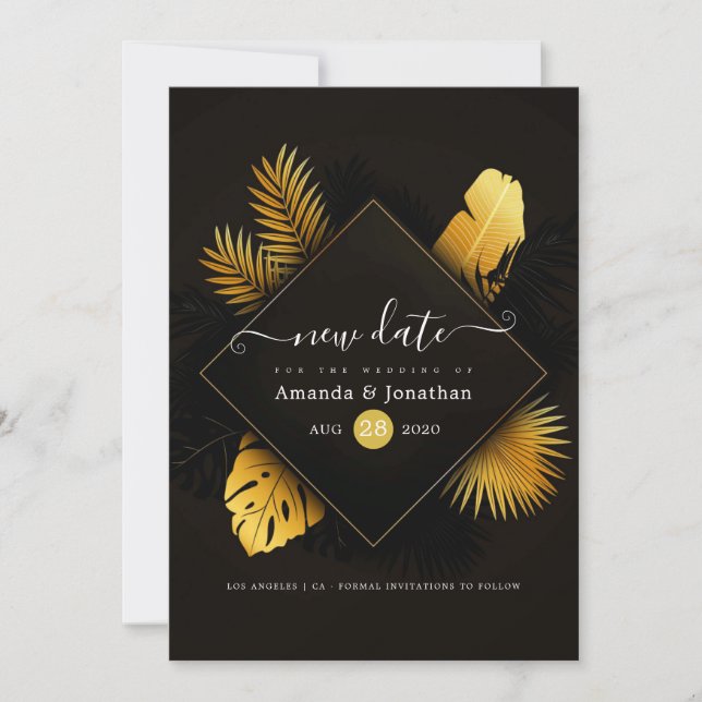 Black and Gold Change The Date Save The Date (Front)