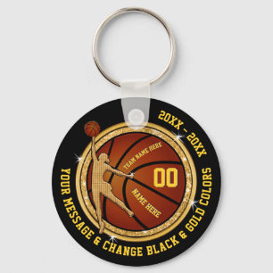 Black and Gold Cheap Basketball Gifts for Girls Keychain