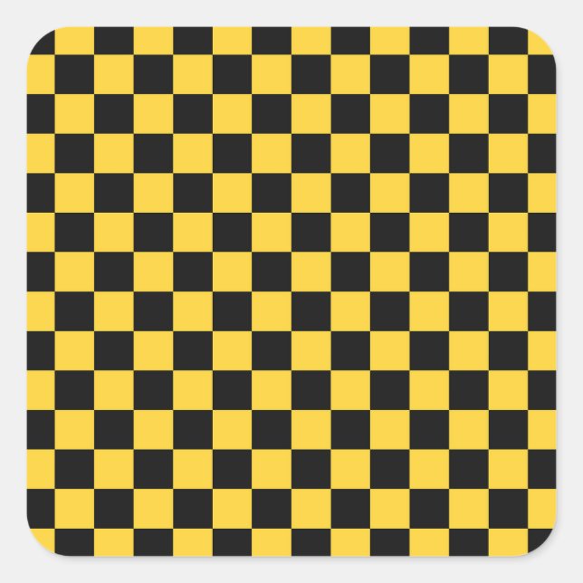 Black and gold chequerboard pattern square sticker (Front)