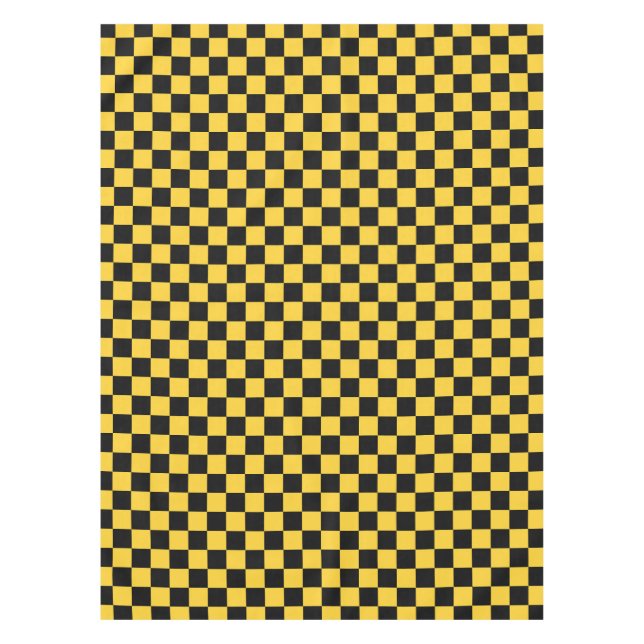 Black and gold chequerboard pattern tablecloth (Front)