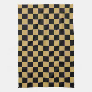 Black and Gold Chequered Kitchen Towel