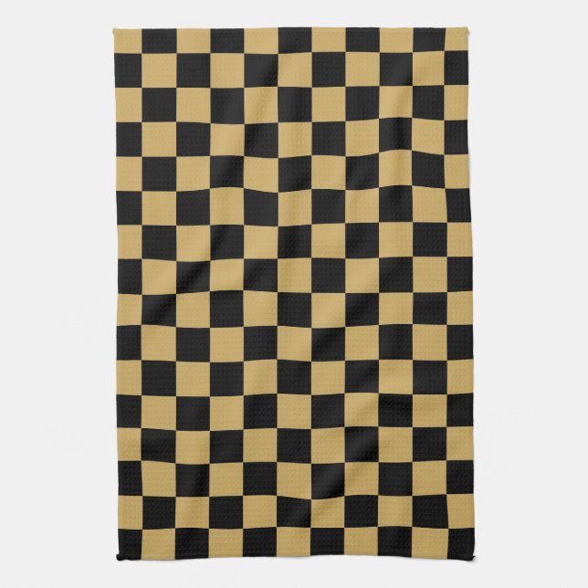 Black and Gold Chequered Kitchen Towel (Vertical)