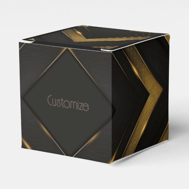 Black And Gold Chevron Favor Box (Front Side)