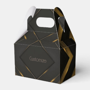 Black And Gold Chevron Gable Favor Box