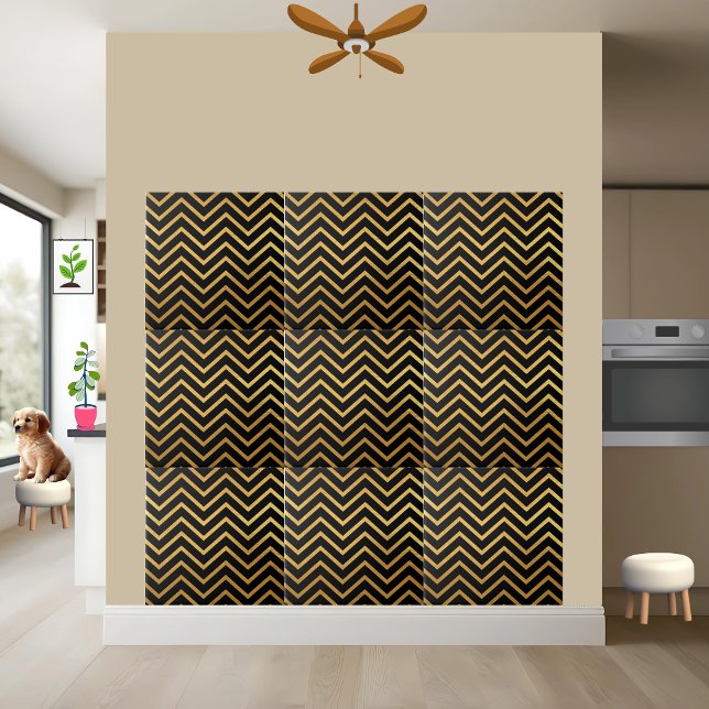 Black and Gold Chevron Pattern Tile (Creator Uploaded)