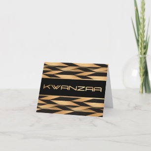 Black and Gold Chevron Print "Happy Kwanzaa"  Card