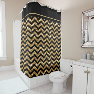 Black and Gold Chevron with Black Trim