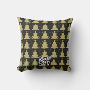 Black and Gold Christmas Decor Throw Pillow