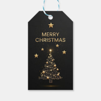 black and gold Christmas gift tag