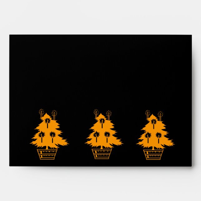 black and gold christmas tree graphic design envelope (Front)