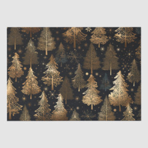 Black and Gold Christmas Trees Tissue Paper