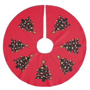 Black and Gold Christmas Trees Tree Skirt