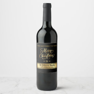 Black and Gold Christmas Wine Label