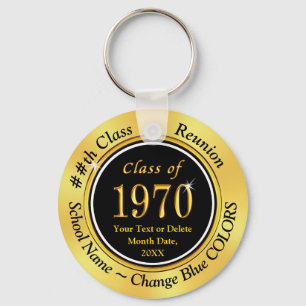 Black and Gold Class of 1970 Personalized Reunion Keychain