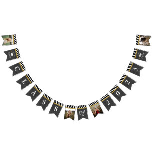 Black and Gold Class of 2023 Photo Graduation Bunting Flags