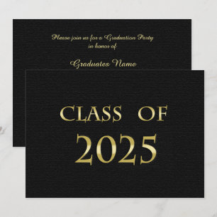 Black and Gold Class of 2025 Graduation Party Card