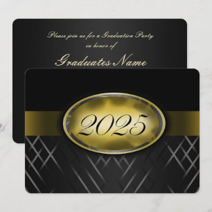 Black and Gold Class of 2025 Party Invitation