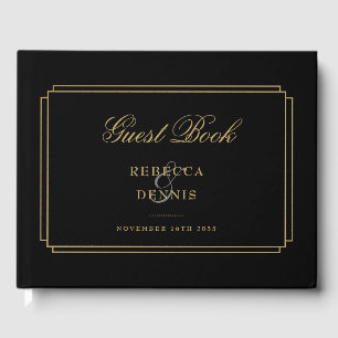 Black And Gold Classic Art Deco Wedding Guest Book