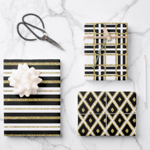 Black And Gold Classic Wrapping Paper Sheet