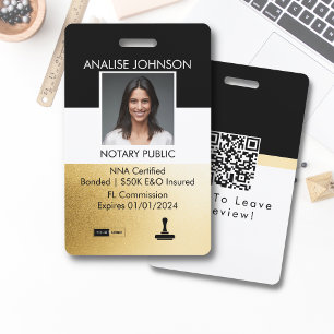 Black and Gold Classy Notary Signing Agent ID Badg Badge