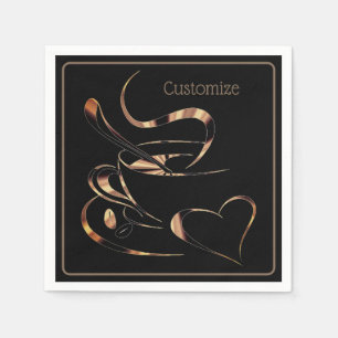 Black And Gold Coffee Love  Napkin