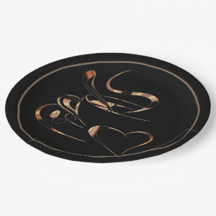 Black And Gold Coffee Love Paper Plate