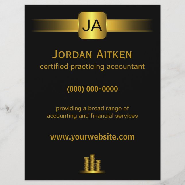 Black and Gold Coins 8.5" x 11" Accountant Flyers (Front)