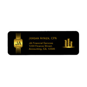 Black and Gold Coins CPA Accountant Classy Address