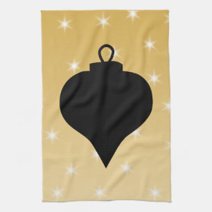 Black and Gold Colour Christmas Design. Kitchen Towel