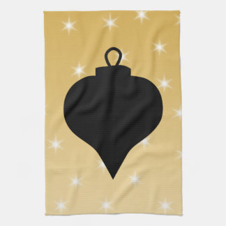 Black and Gold Colour Christmas Design. Kitchen Towel