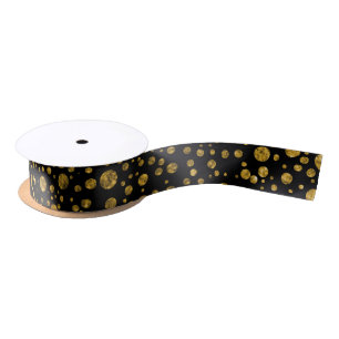Black and Gold Confetti   DYI Background Colour Satin Ribbon