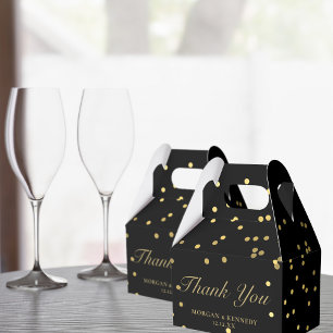 Black and Gold Confetti Elegant Thank You Wedding Favor Box