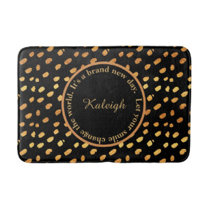 Black and Gold Confetti Inspirational Bath Mat