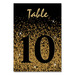 Black and Gold Confetti Table Number