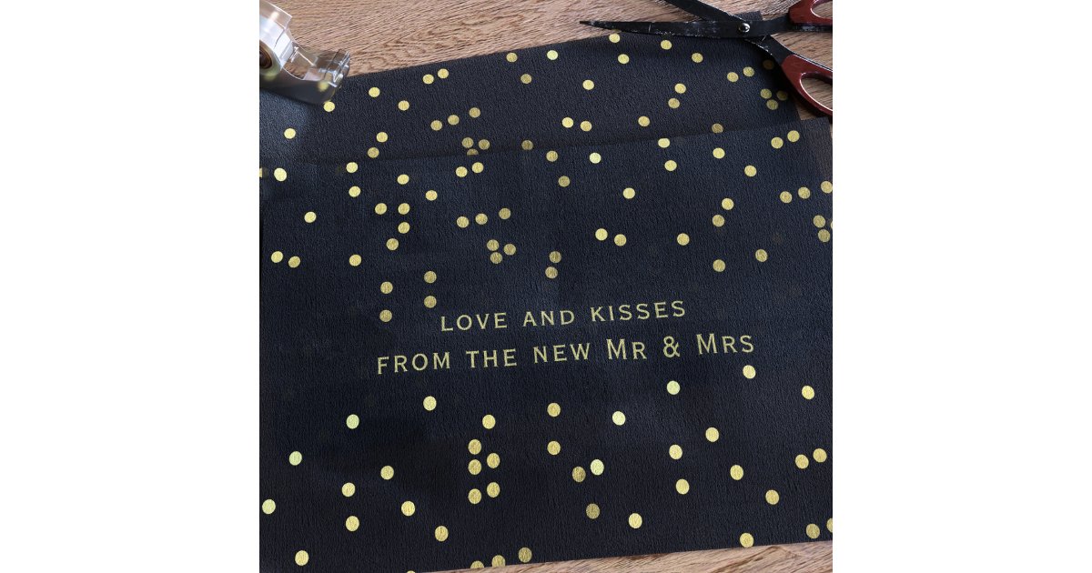 Black and Gold Confetti Thank You Tissue Paper | Zazzle