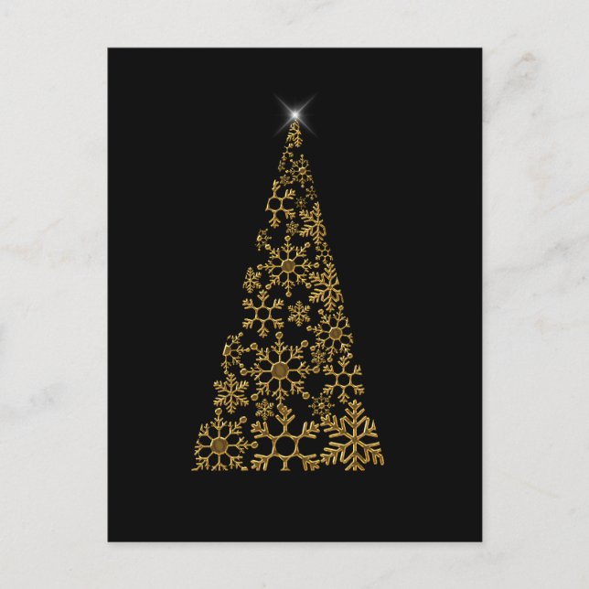 Black and Gold Contemporary Christmas Holiday Postcard (Front)