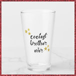 Black and Gold Coolest Brother Ever   Glass<br><div class="desc">COOLEST BROTHER EVER in script font - decorated with stars.</div>