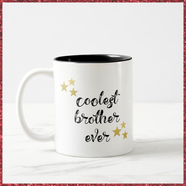 Black and Gold Coolest Brother Ever  Two-Tone Coffee Mug (Creator Uploaded)