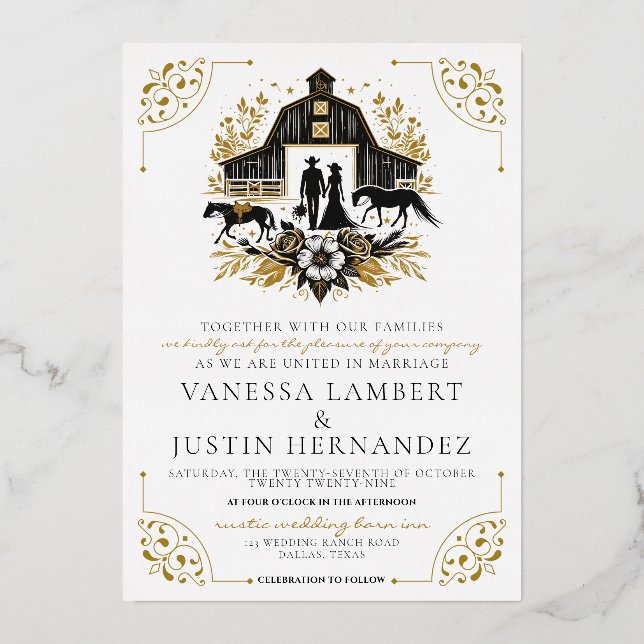 Black and Gold Country Wedding (Front)