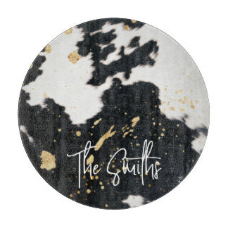 Black and Gold Cowhide Cutting Board